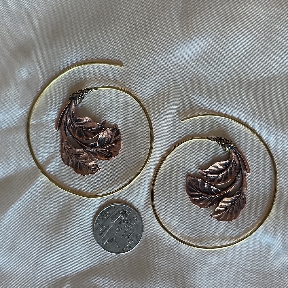 Maya Gold and Copper Leaf Earrings